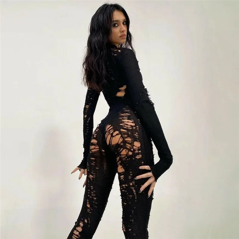 Body Festival Knit Hollow Jumpsuit