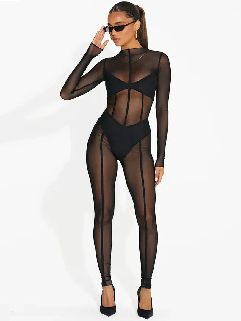 Body Festival Mesh Zip-Up Jumpsuit - Image 3