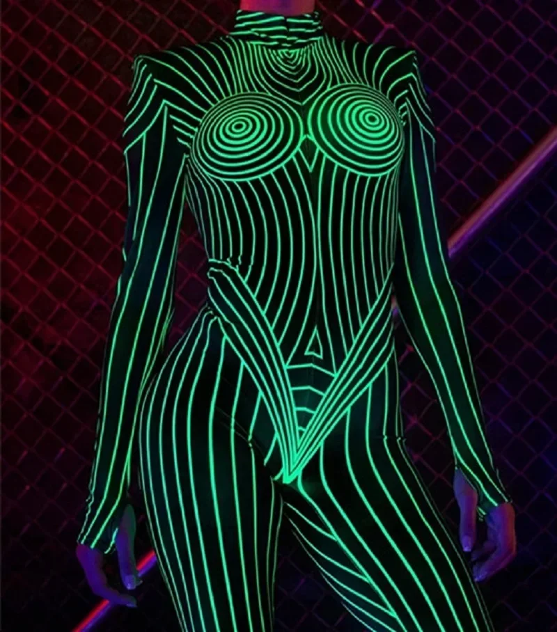 Body Festival Néon Vert – Motifs Géométriques