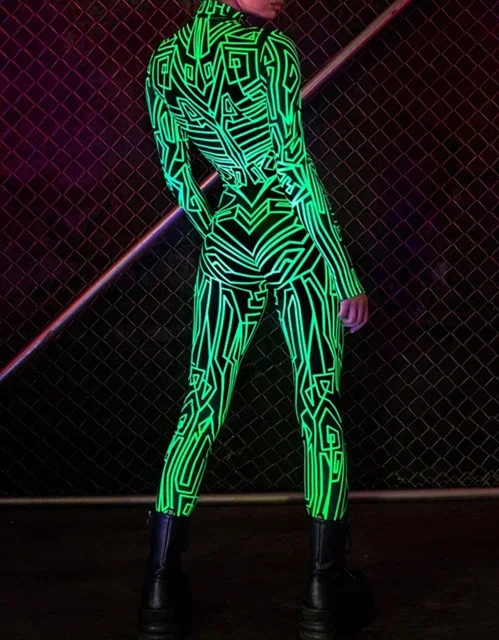 Body Festival Néon Vert – Motifs Tribaux - Image 2