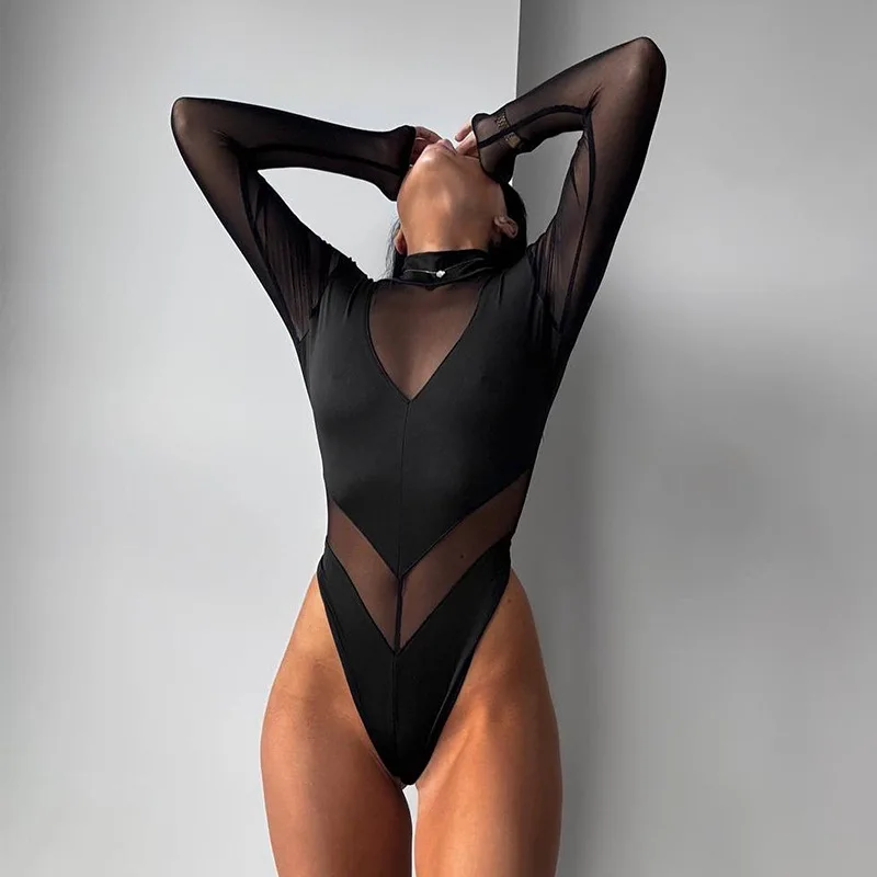 Bodysuit Techno Mesh Transparence Sculptée