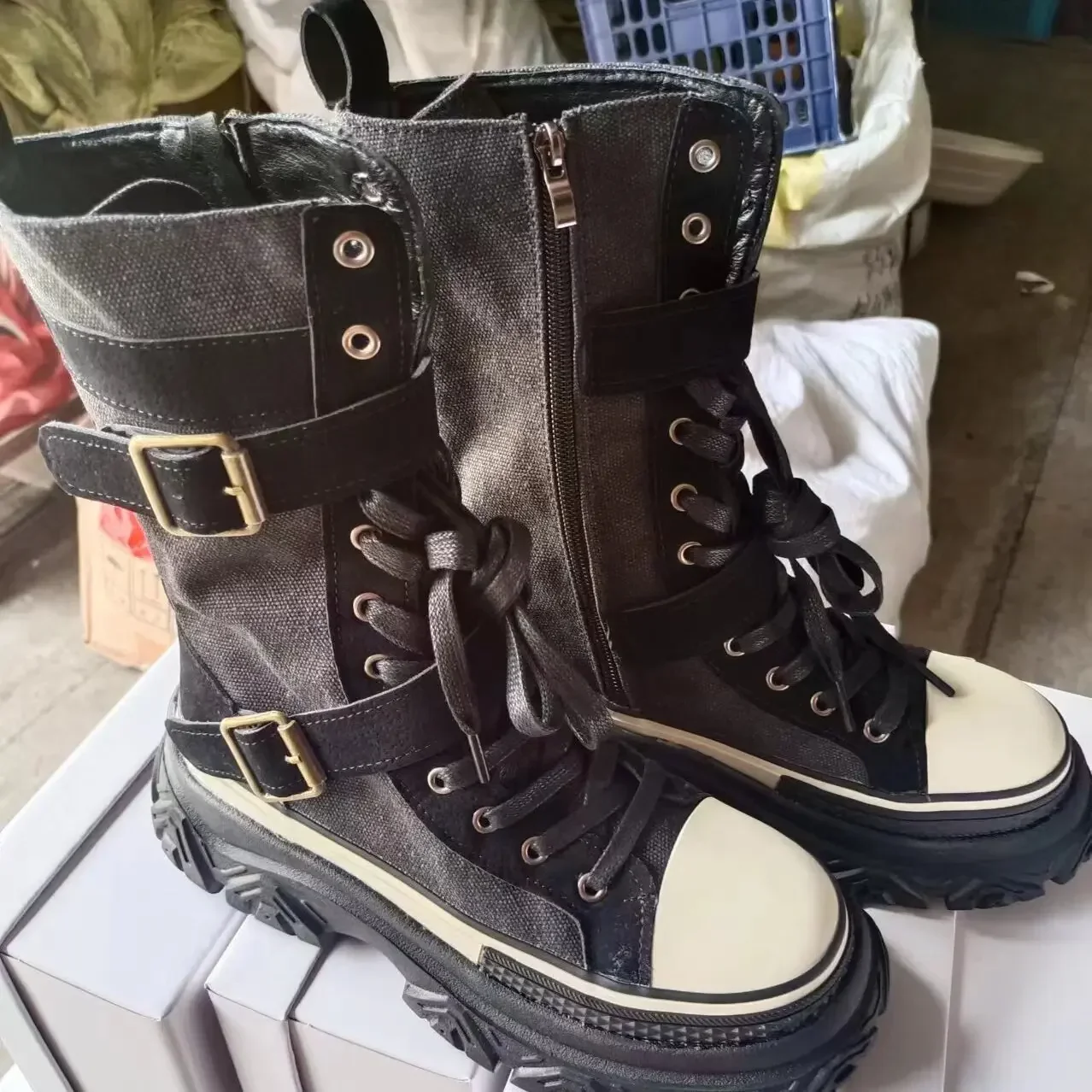 Bottes Canavas Chunky Militaires - Image 7