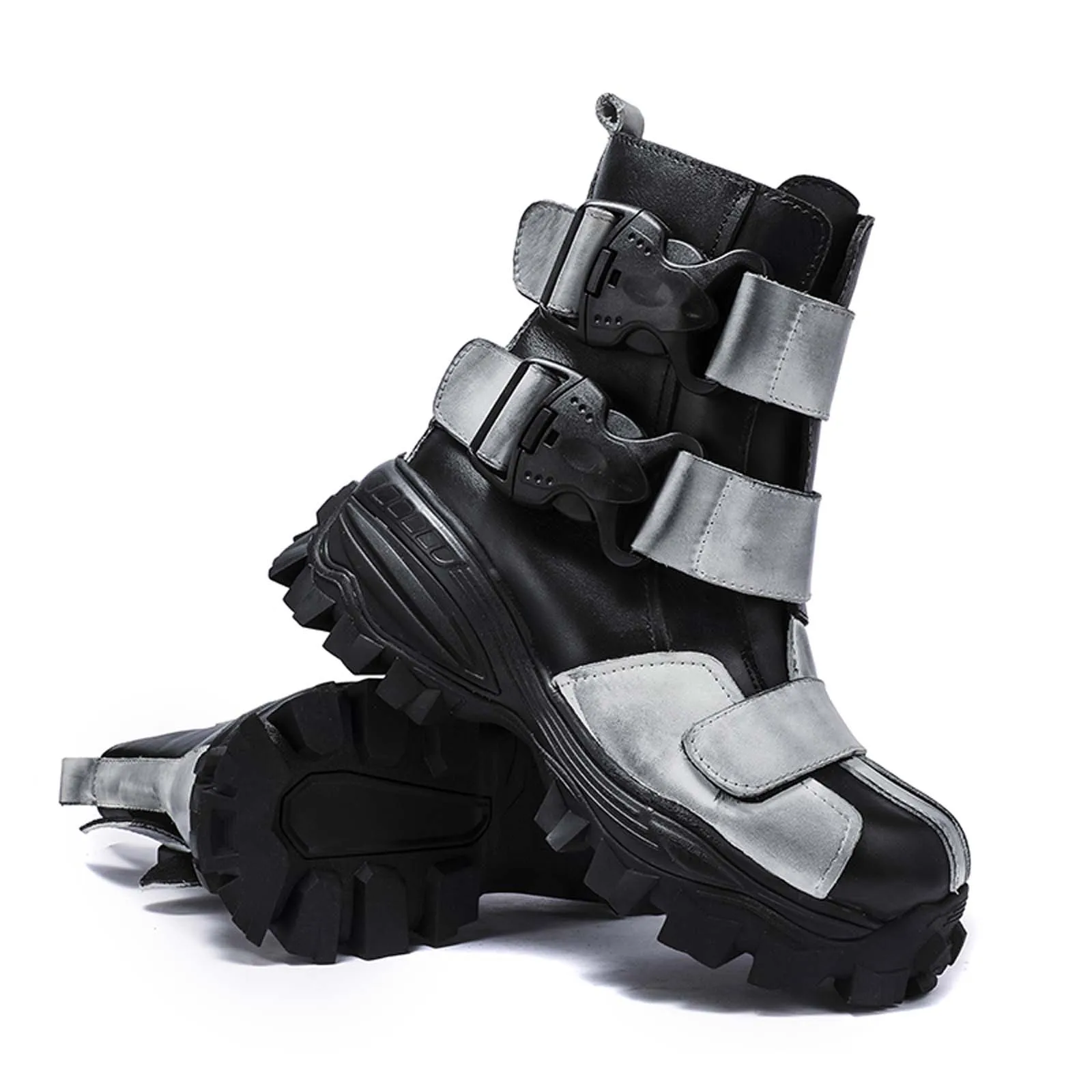 Bottes Motardes Cuir Véritable Punk