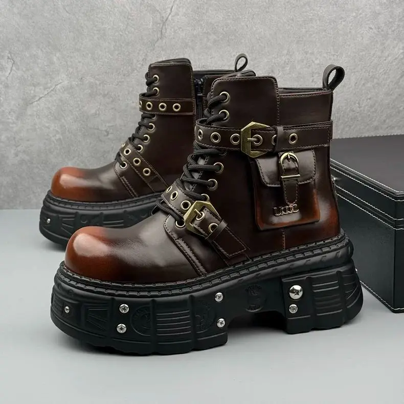 Bottines Motardes Plateformes Sombre - Image 3