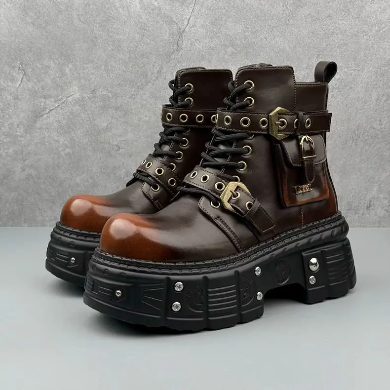 Bottines Motardes Plateformes Sombre - Image 7