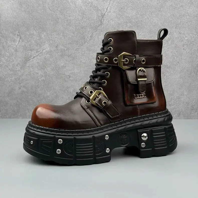 Bottines Motardes Plateformes Sombre - Image 8