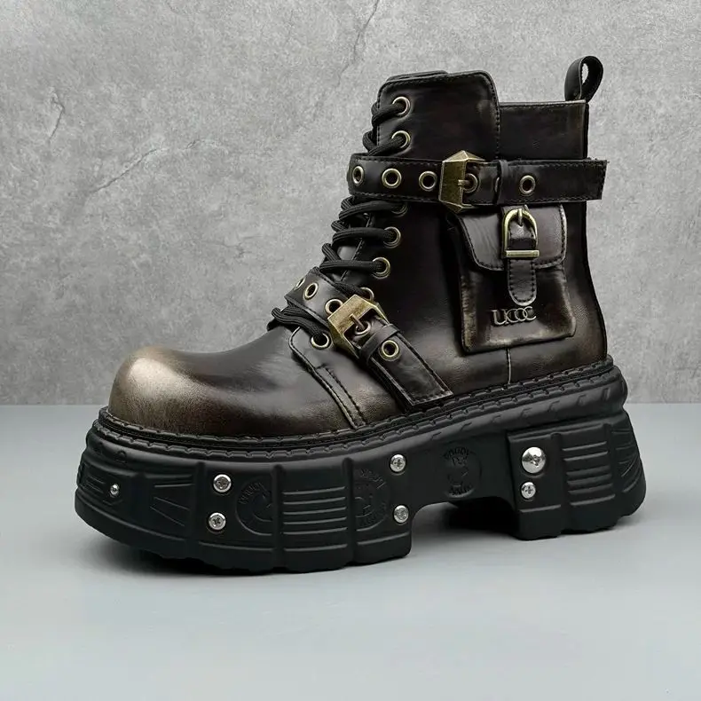 Bottines Motardes Plateformes Sombre - Image 9