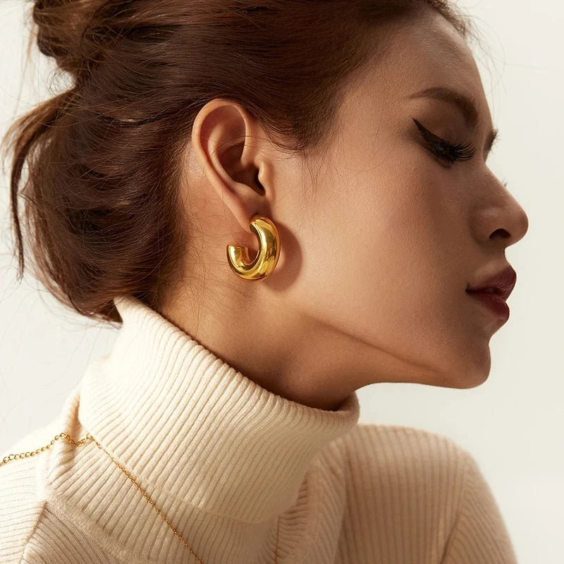 Boucles d'Oreilles Rondes Géométriques - Image 3