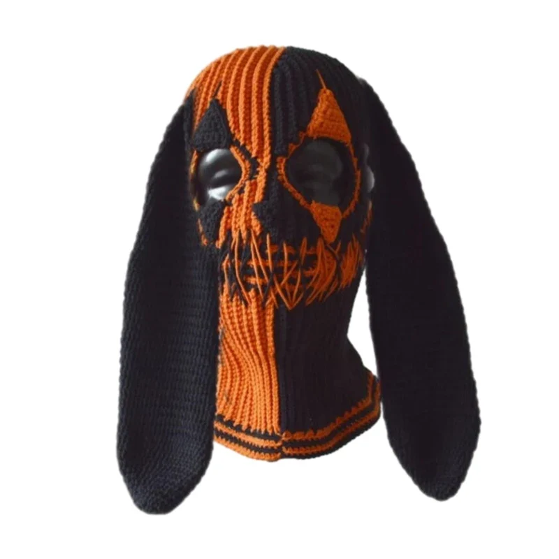 Cagoule Techno Lapin Halloween Noir et Orange - Image 2