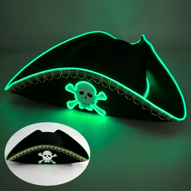 Chapeau Pirate Lumineux Vert