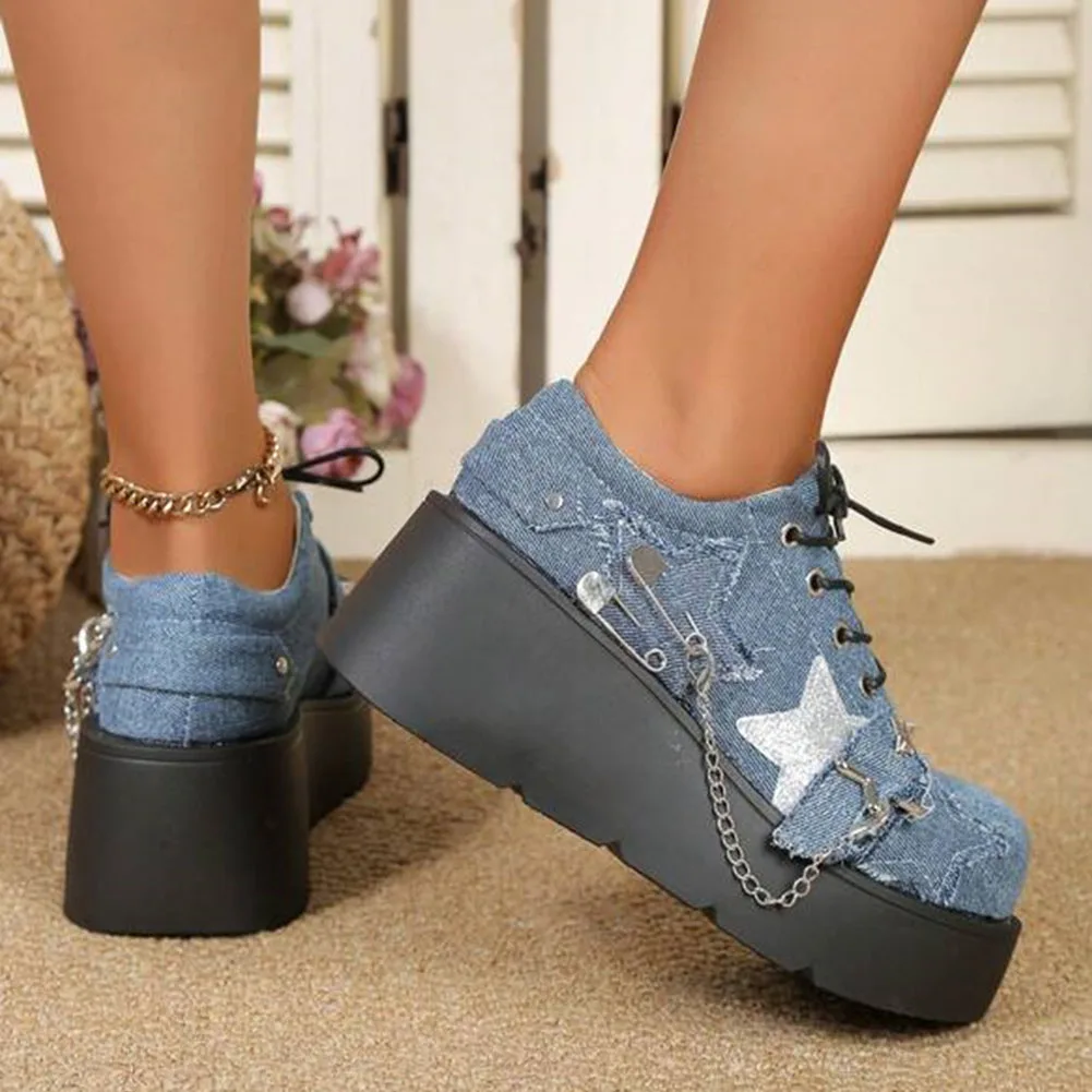 Chaussures Mary Jane Punk à Talons Bleues - Image 3