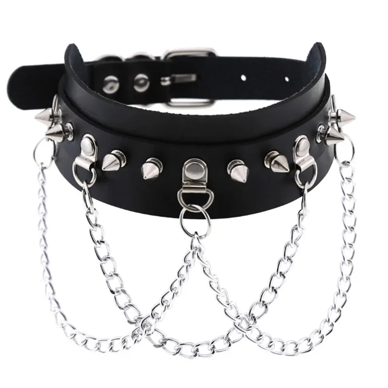 Choker Noir Chaînes Style Punk