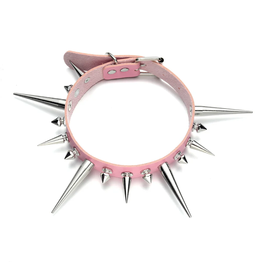 Collier Choker Punk Rose à Piques