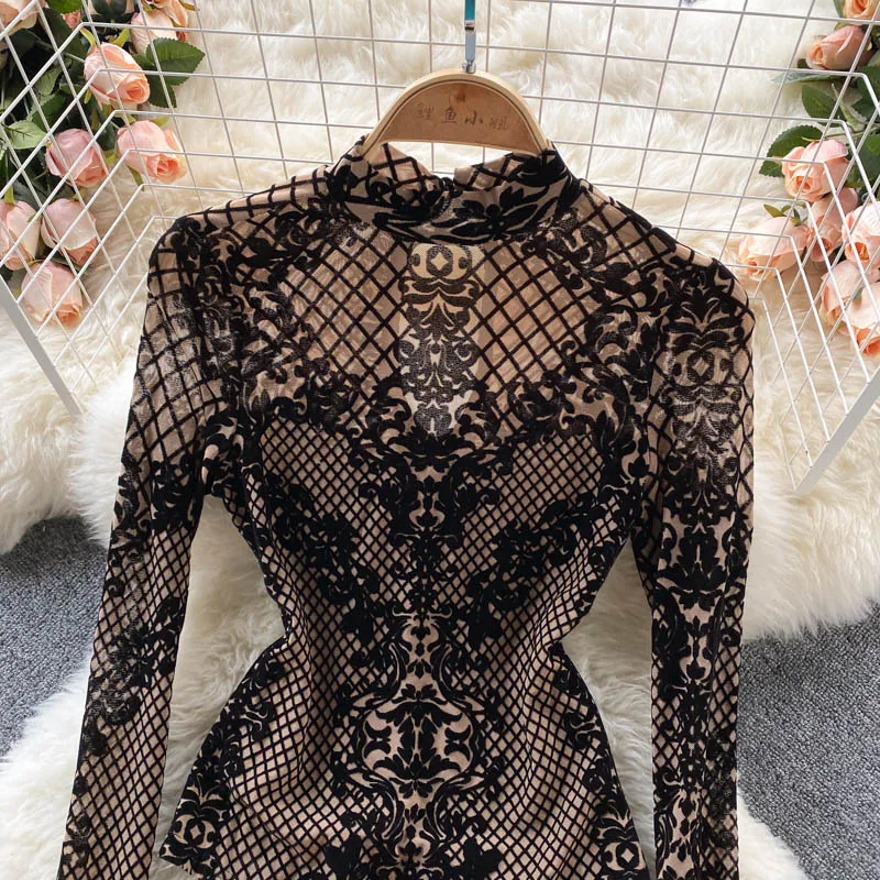 Combinaison Bodycon en Velours et Maille - Image 4