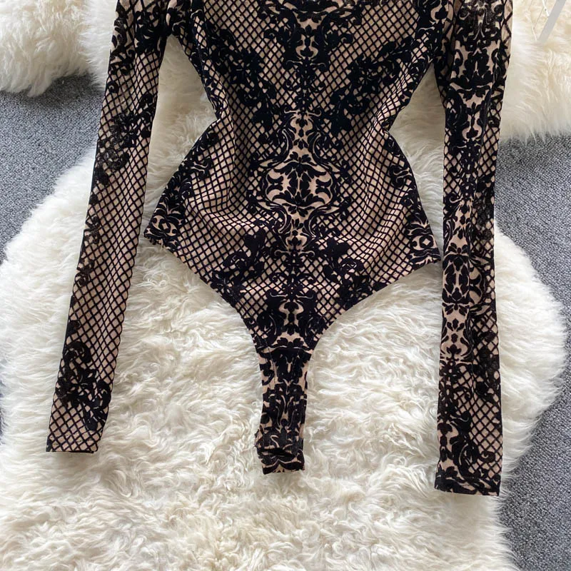 Combinaison Bodycon en Velours et Maille - Image 5