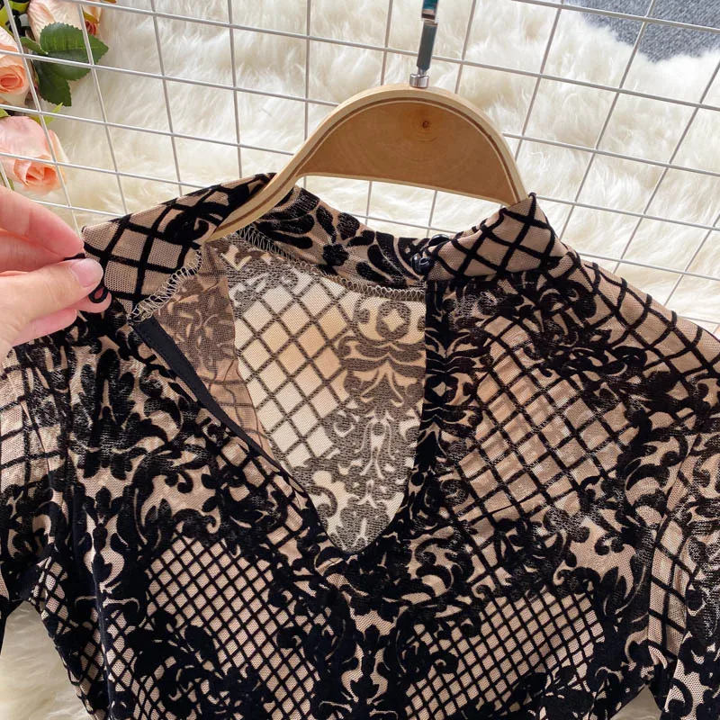 Combinaison Bodycon en Velours et Maille - Image 6