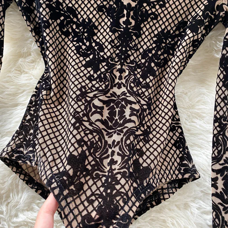 Combinaison Bodycon en Velours et Maille - Image 7