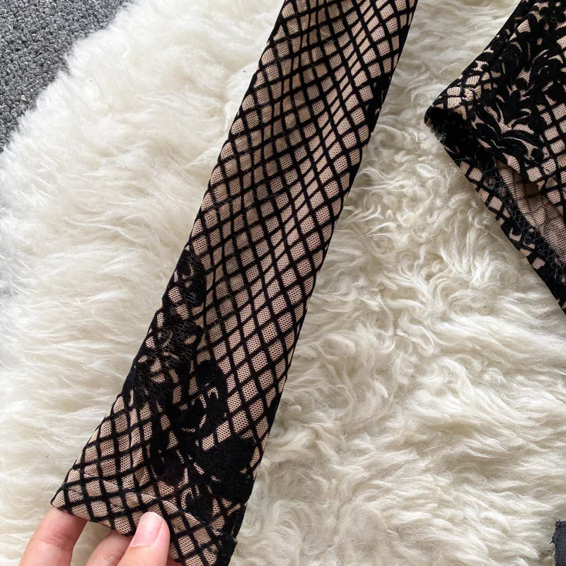 Combinaison Bodycon en Velours et Maille - Image 8