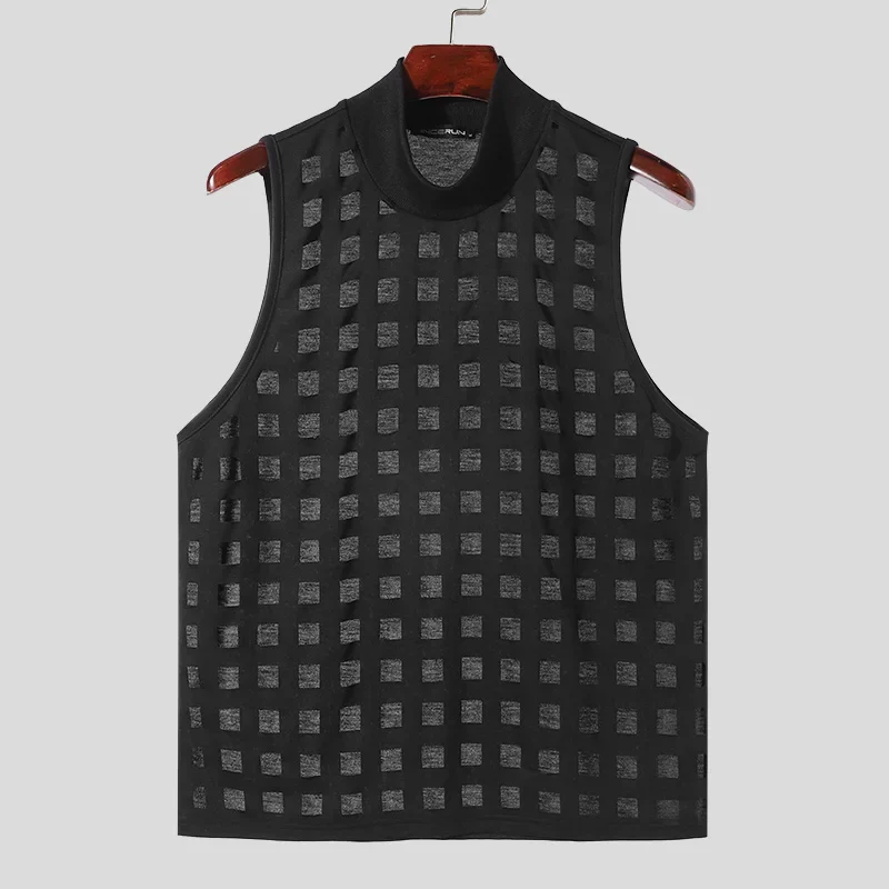 Débardeur Techno Tartan Ajourné Noir - Image 3