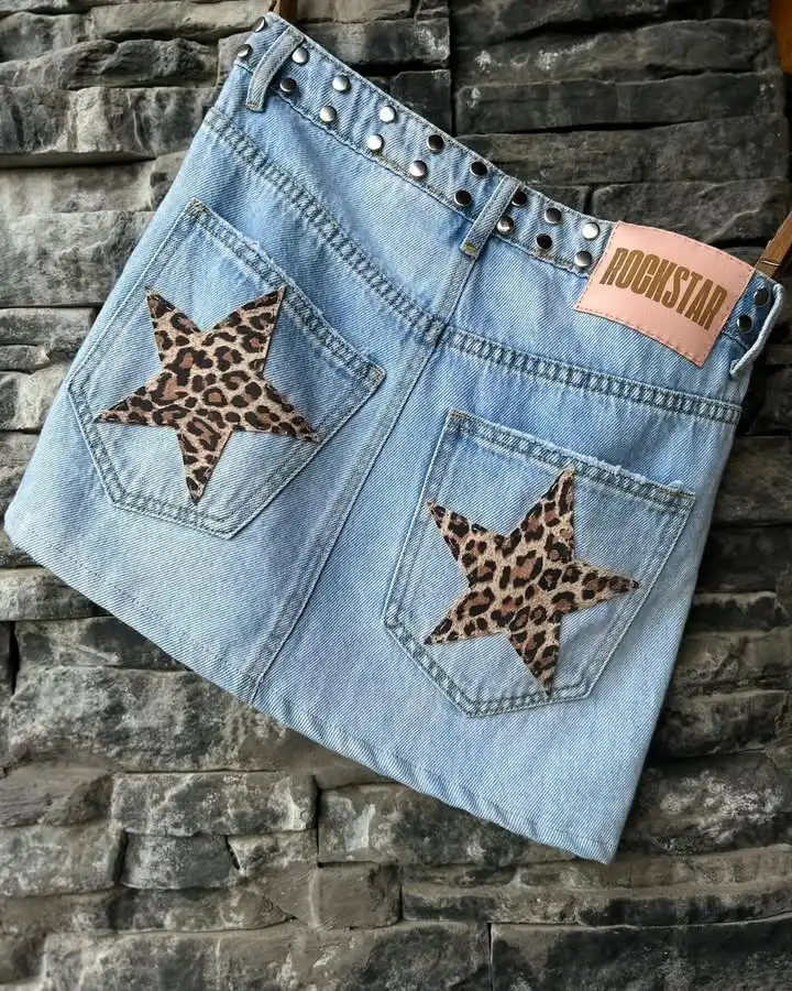 Jupe Denim Léopard
