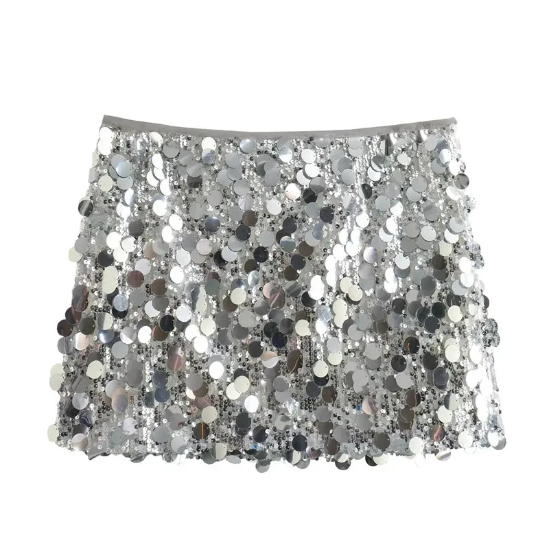 Jupe Paillettes Argentée Scintillante