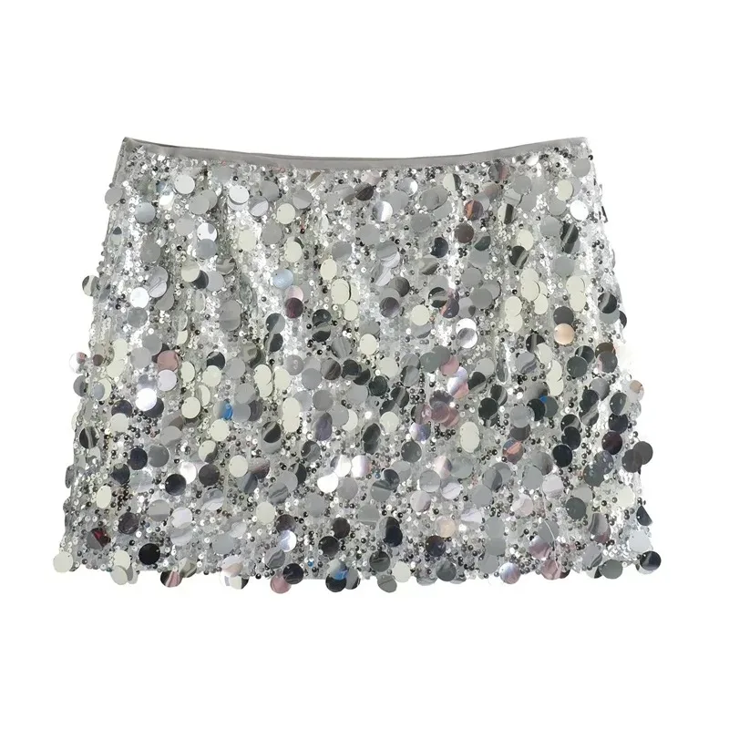Jupe Paillettes Argentée Scintillante - Image 4