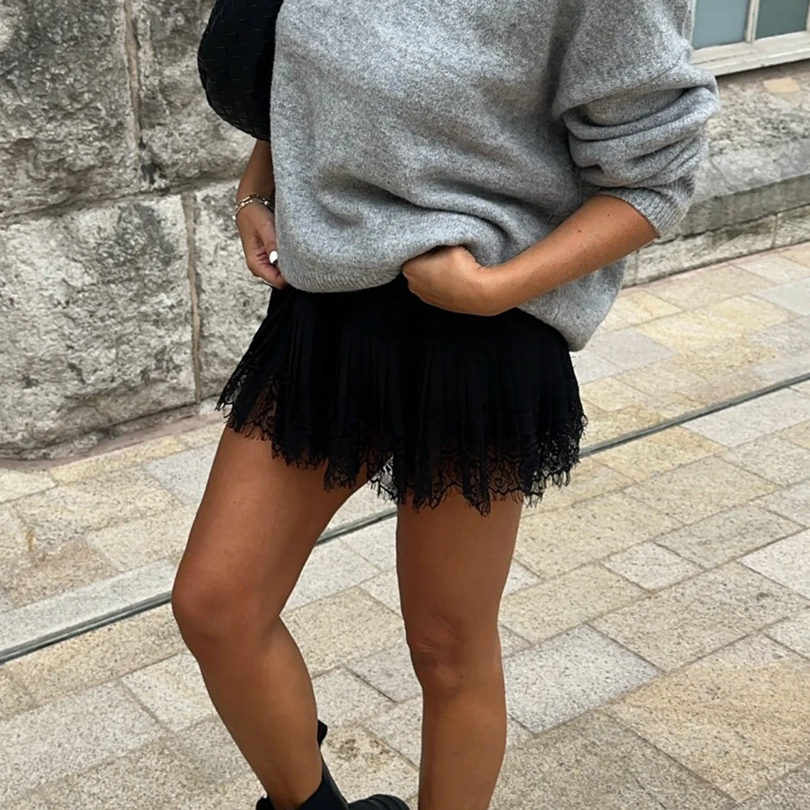Jupe Plissée Dentelle Blanche - Image 3