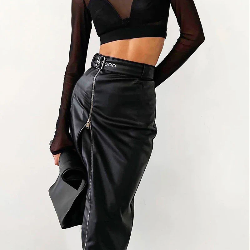 Jupe Simili-Cuir Fendue - Image 3