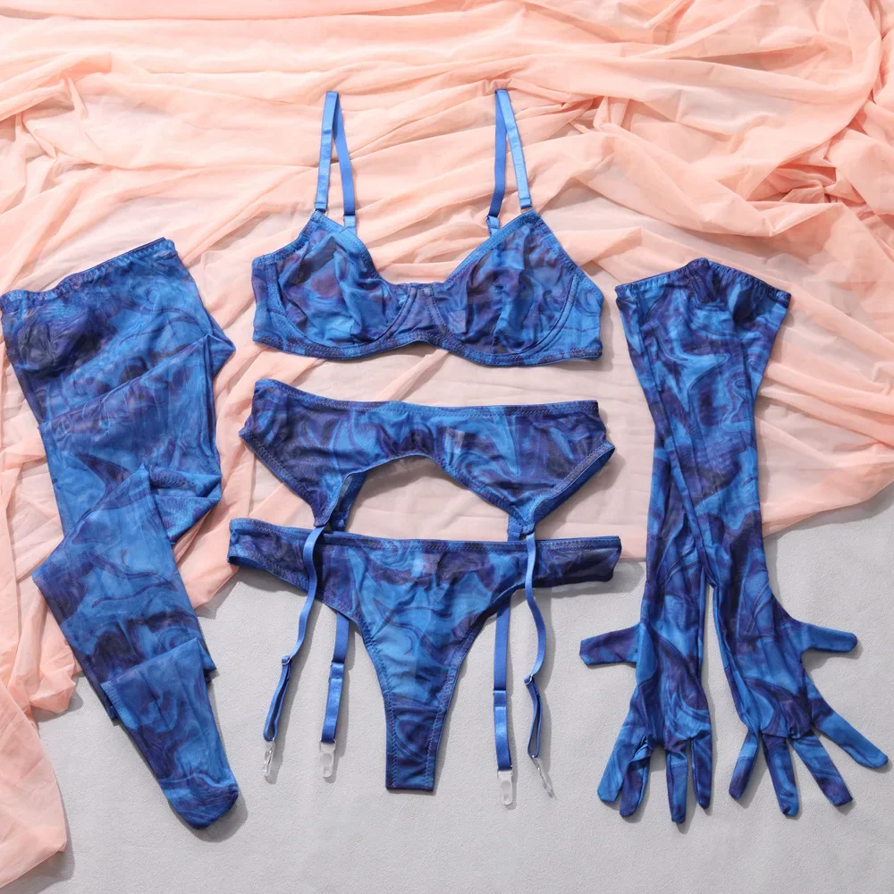Lingerie Léopard Bleu Transparente - Image 9