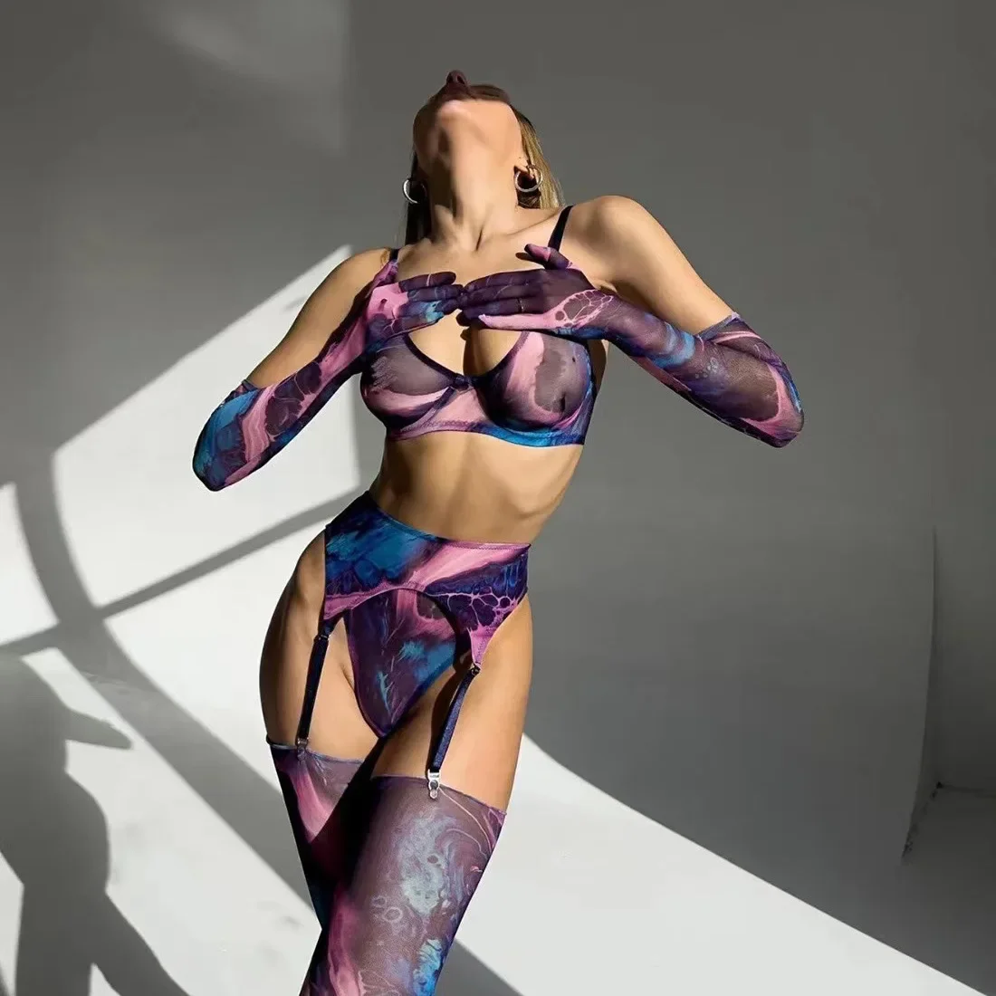 Lingerie Léopard Violet Transparente - Image 2