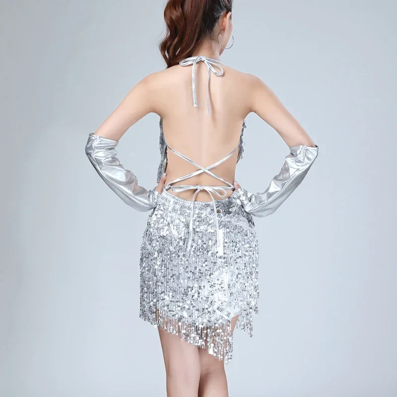 Mini-Robe Scintillante à Sequins et Franges - Image 3