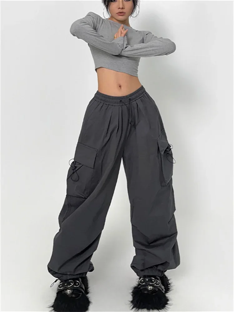 Pantalon Parachute Cyber Y2K Gris