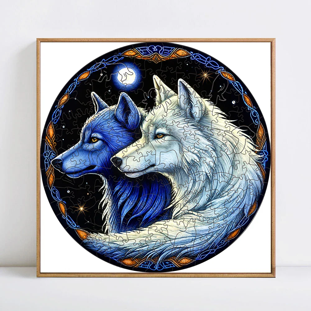 Puzzle Loup Bleu en Bois - Image 3