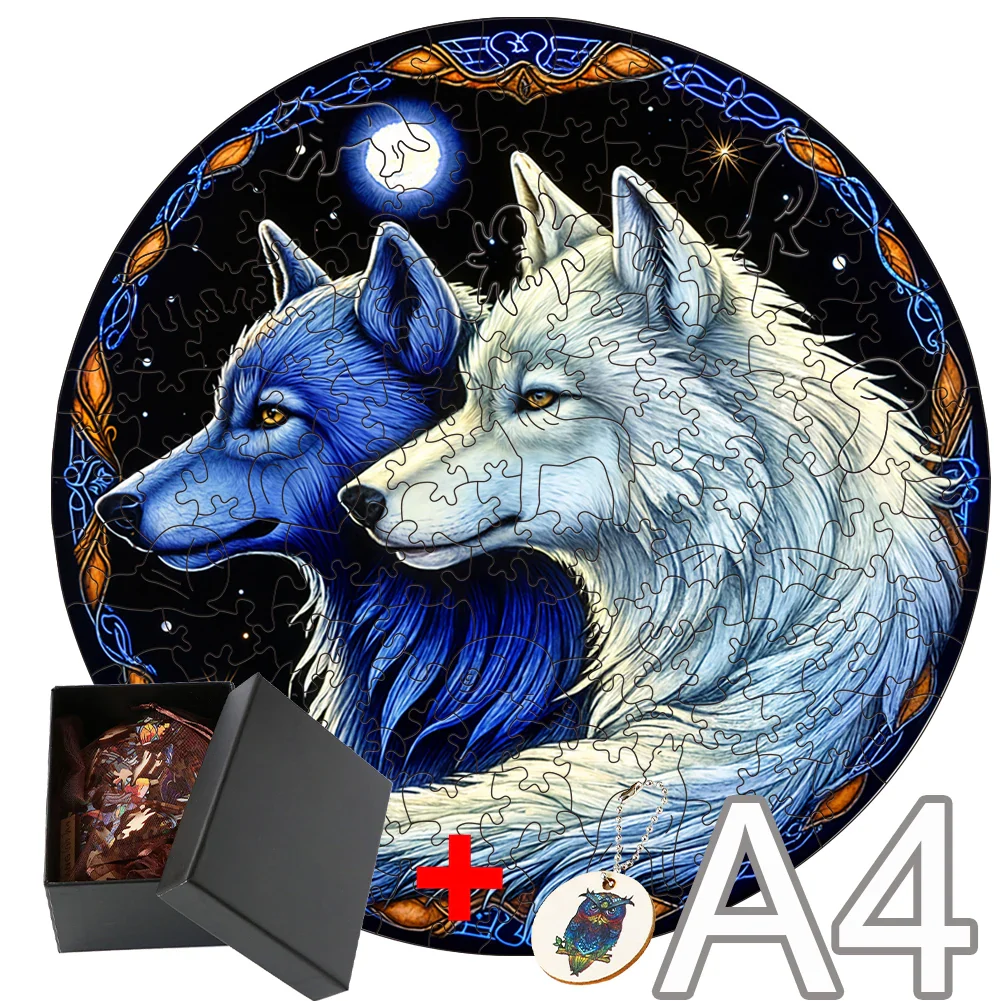 Puzzle Loup Bleu en Bois - Image 4