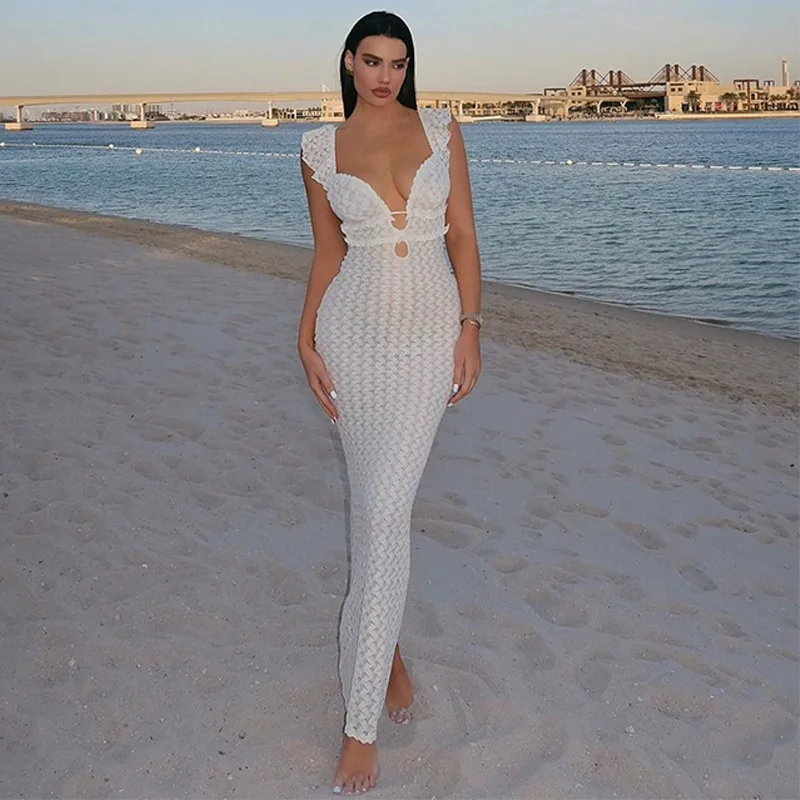 Robe Longue Dentelle Off-Shoulder - Image 4