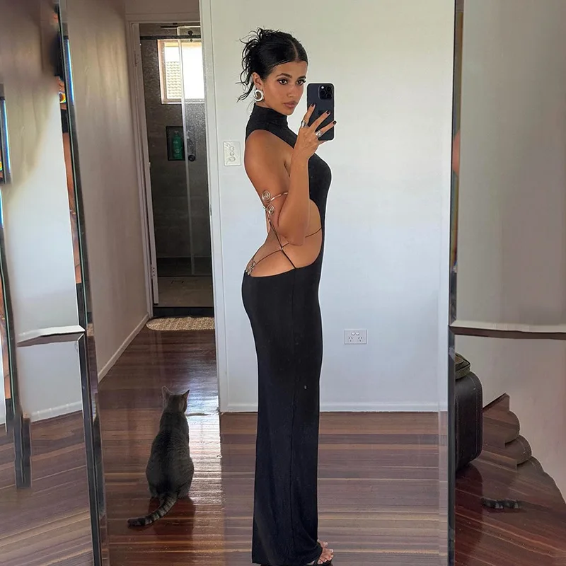 Robe Longue Dos Nu Détail Papillon - Image 3