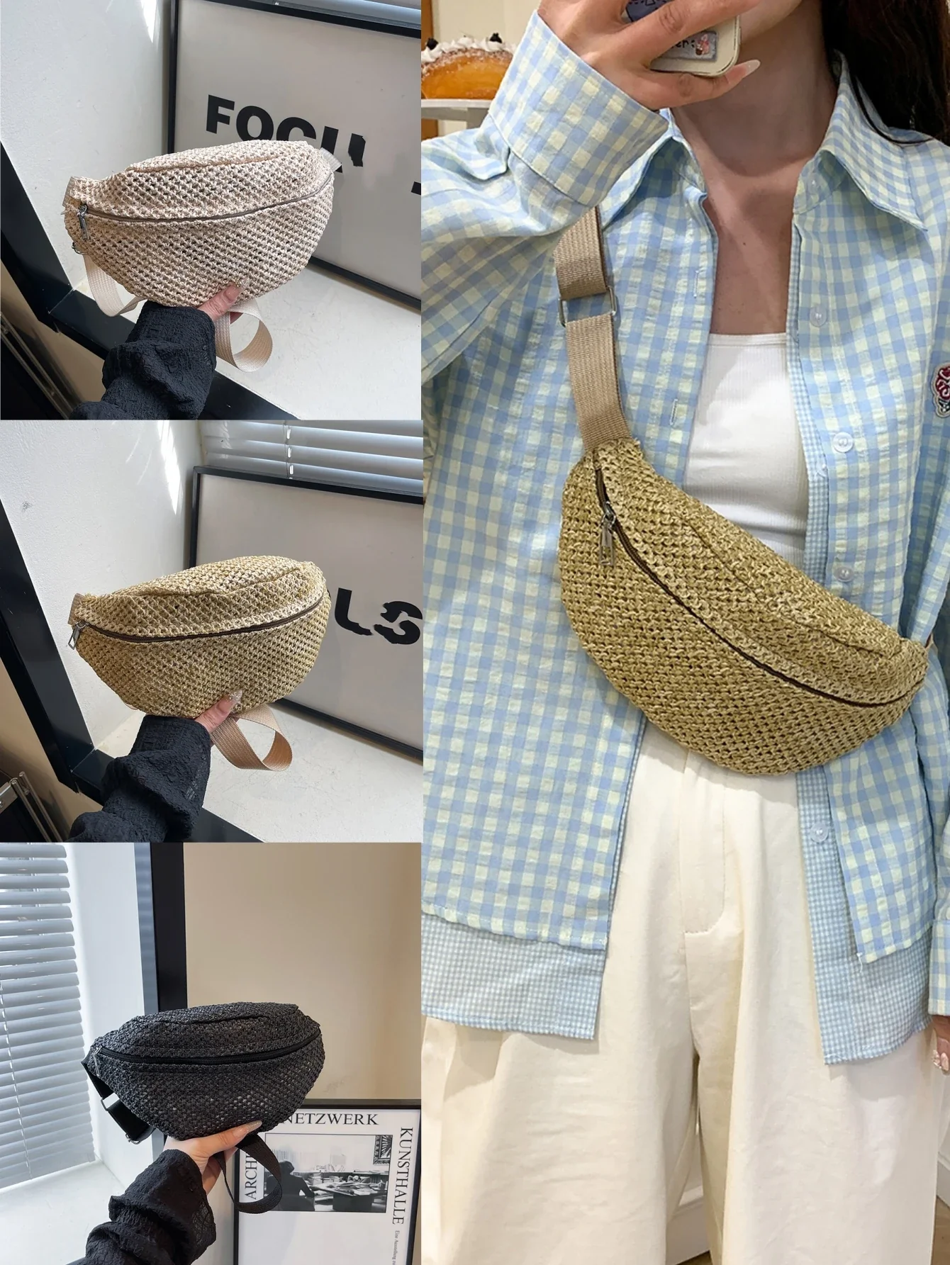 Sac Banane Paille Bohème - Image 2