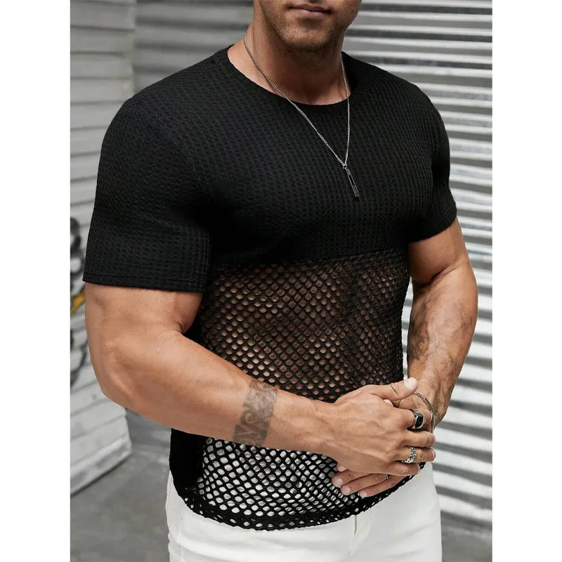 T-Shirt Techno Filet Bicolore Épaules Pleines - Image 4