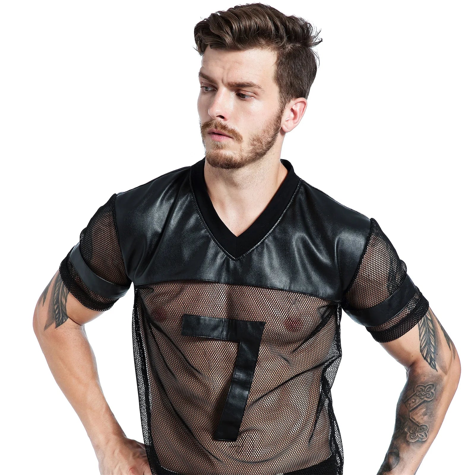 T-Shirt Techno Filet & Simili Noir - Image 3